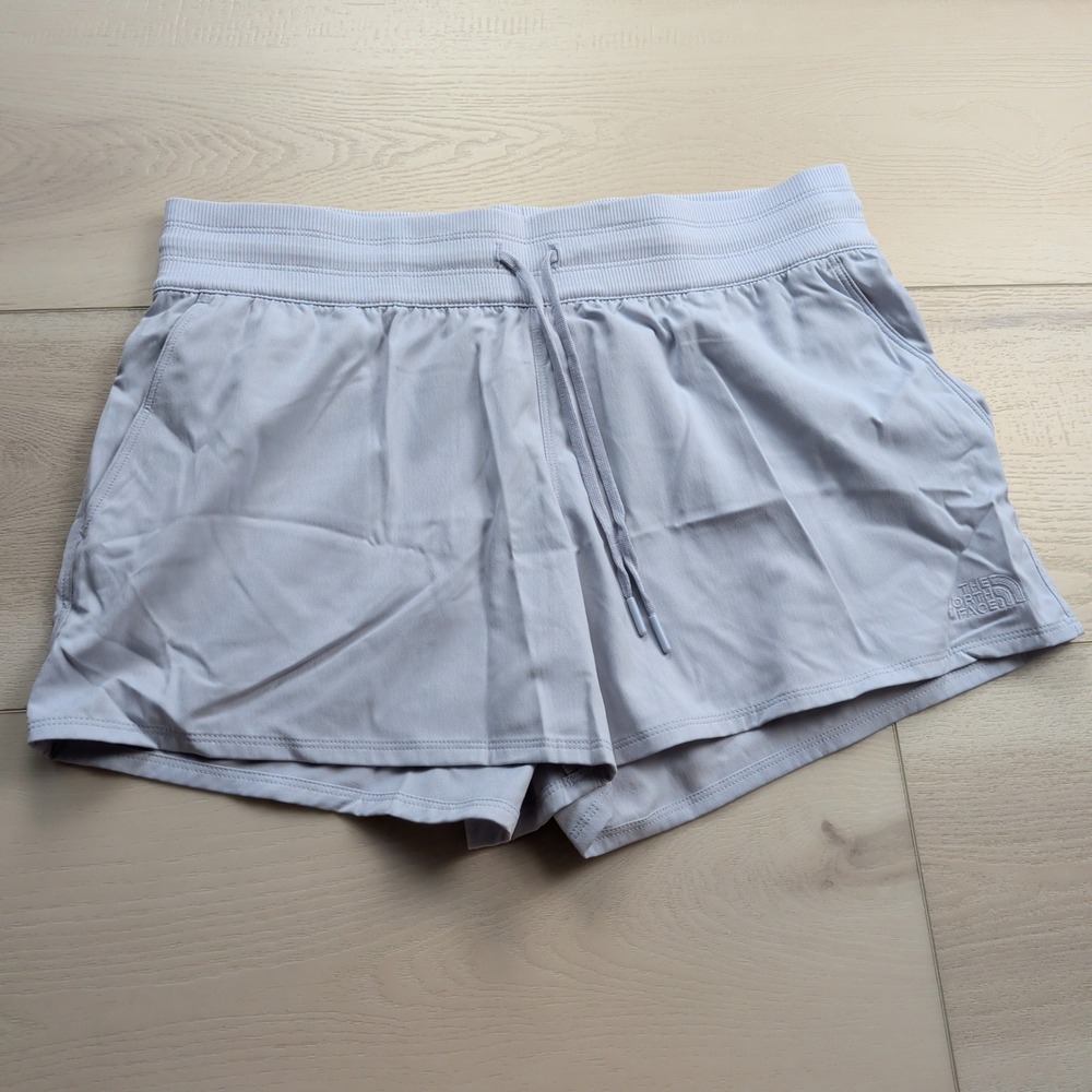 NEW The North Face Aphrodite Shorts Womens L Blue Gray Flash Dry Motion Hiking